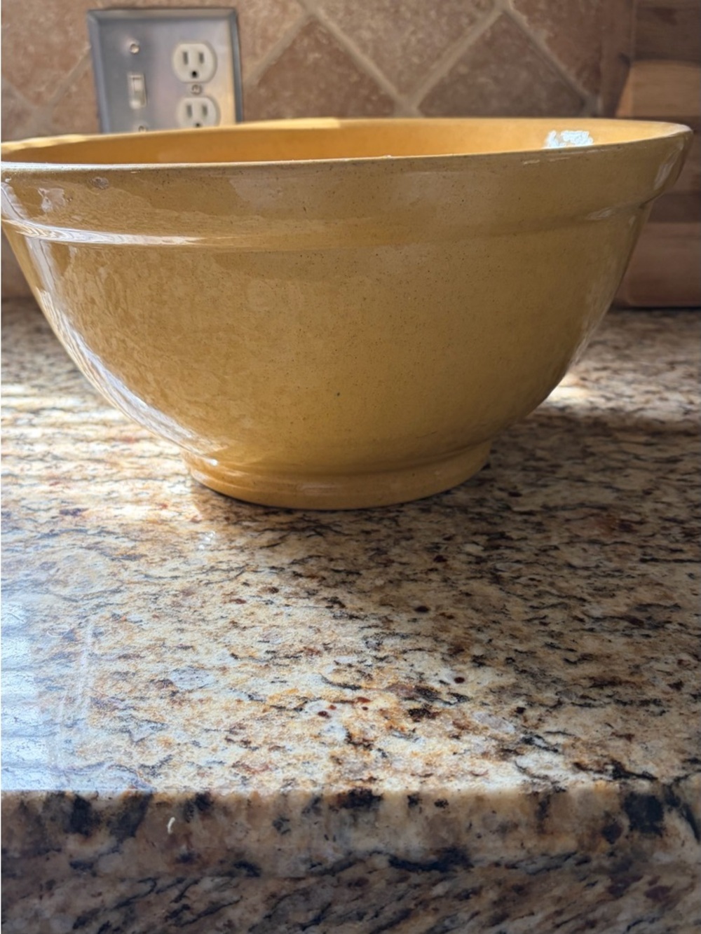 Antique Yellow Ceramic Serving Bowl